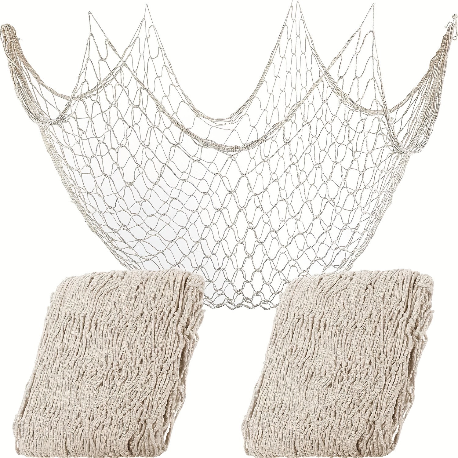 OJYUDD Fishing Net Decor, Fishnet Decor, Mediterranean Style Photographing  Decoration, Natural Fish Net, Fish Net Party Accessory and Wall Table Decor  (Creamy White) : : Home