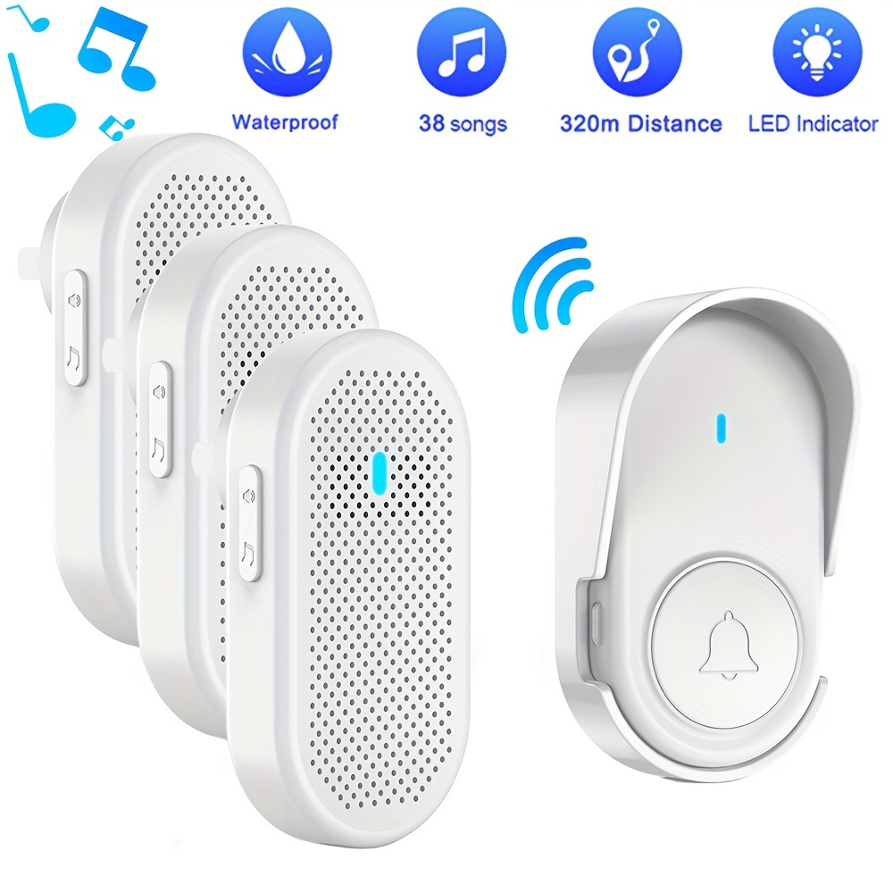 1 Set Wireless Doorbell With Led Indicator 38 Ringtones With Cd