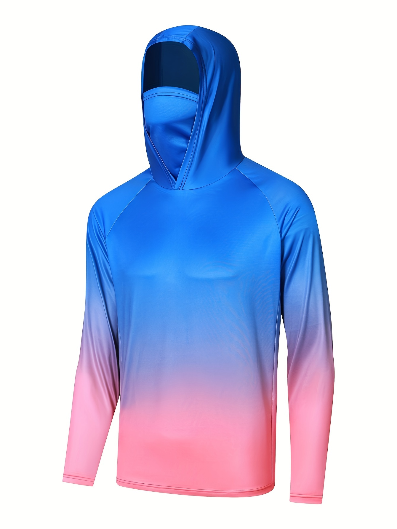 Men's UPF 50+ Sun Protection Gradient Color Hoodie, Long Sleeve Comfy Quick  Dry Tops For Men's Outdoor Fishing Activities