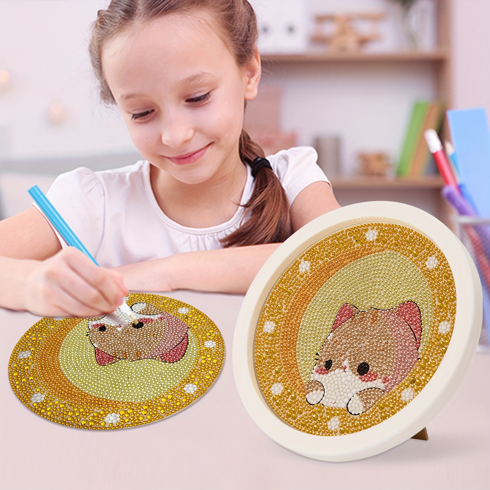 Framed Diy Diamond Paintings Round Box Cartoon Animals And - Temu