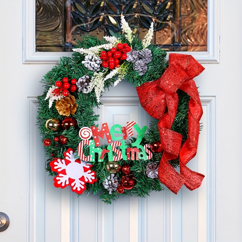 Pine Needle Bow Letter Wreath Christmas Decor Wreath - Temu