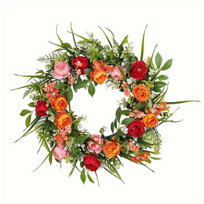 1pc Rose Flower Wreath Flower Decor Wreaths For Front Door - Temu