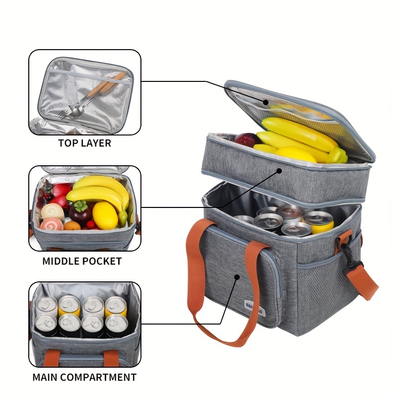 Large Capacity Waterproof Picnic Bento Bag With Ice Pack And Lunch Box -  Perfect For Outdoor Activities And Picnics - Temu