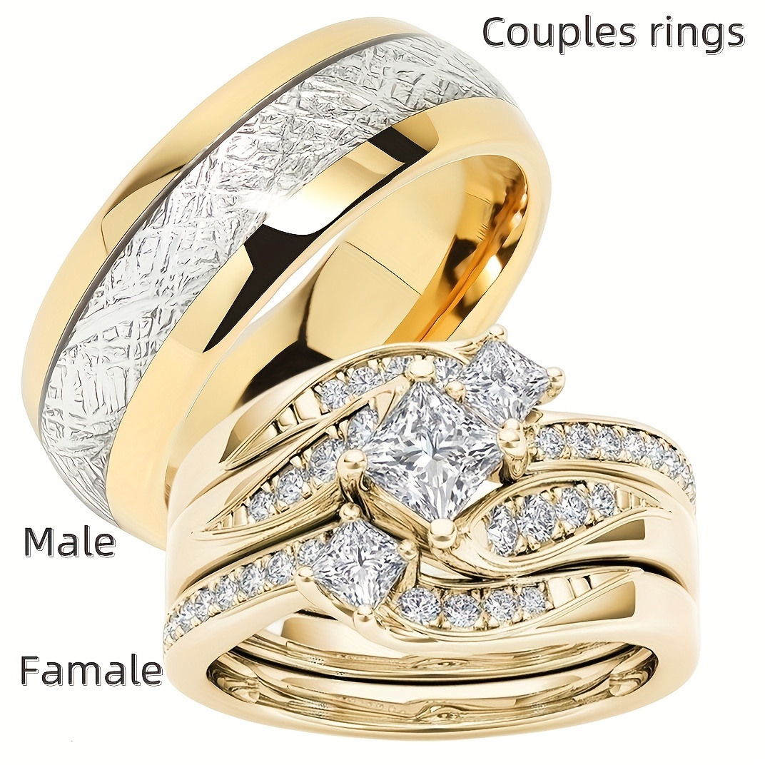 Couples Rings Engagement Rings Black Women Wedding Stainless Steel Rings Men,Wedding Rings,Temu