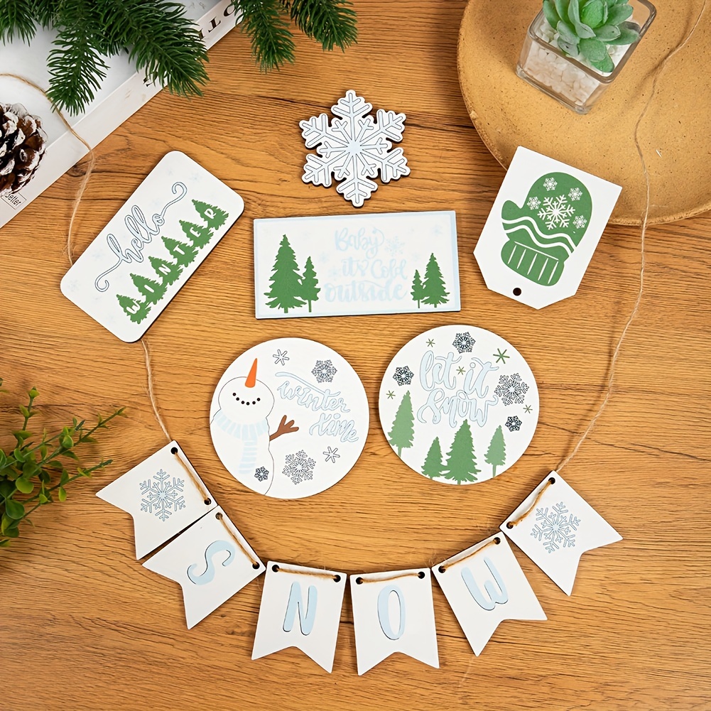 Christmas Tree Wreath Elements Decorative Tray,2023 New Autumn And Winter  Gloves Coffee Cup Snowflake Decor, Bedroom Living Room Study Furniture  Decoration, Coffee Shop Restaurant Bar Decoration, Thanksgiving Christmas  Festival Party Gift 