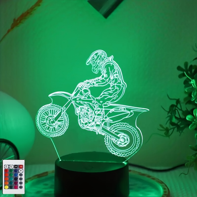 Creative 3d Night Light Cracked Colorful Motocross - Temu