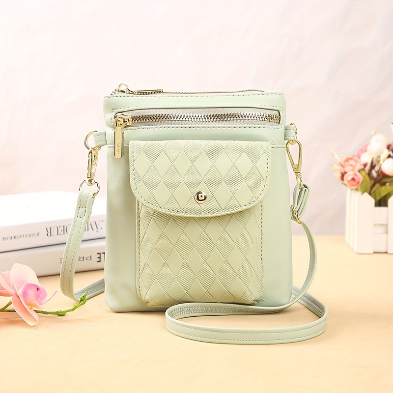 Simple Trendy Rhombus Pattern Pattern Bag, Colorblokc Flap Square Bag,  All-match Crossbody Bag - Temu