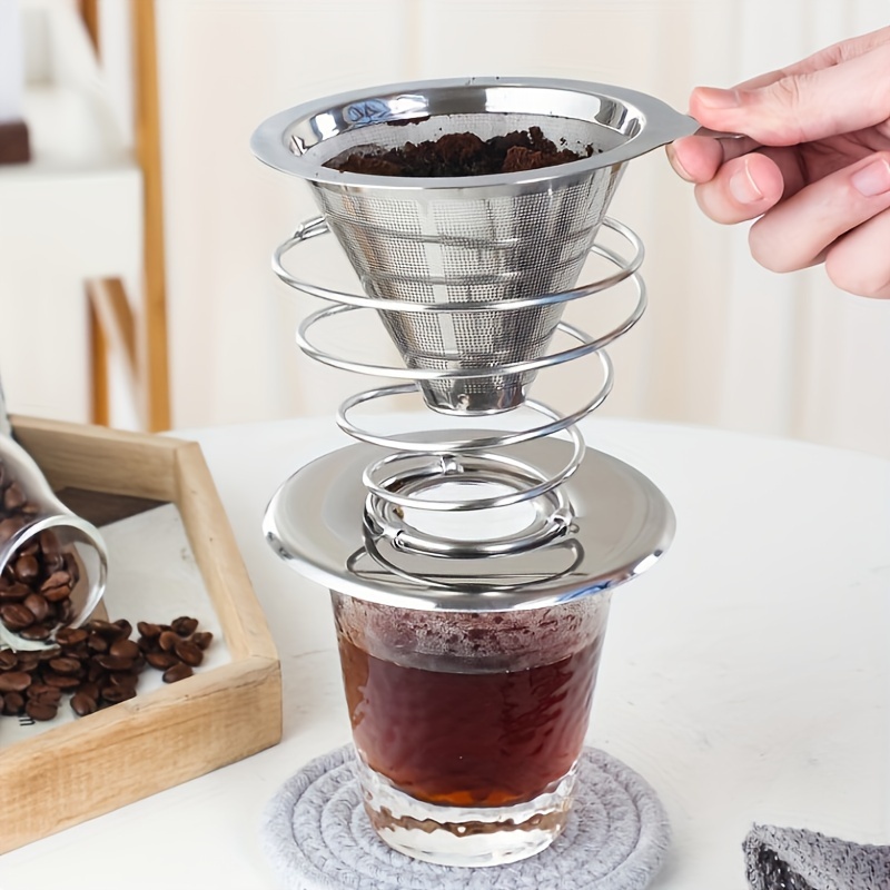 Café Filtres,Support de filtre à café réutilisable en métal or