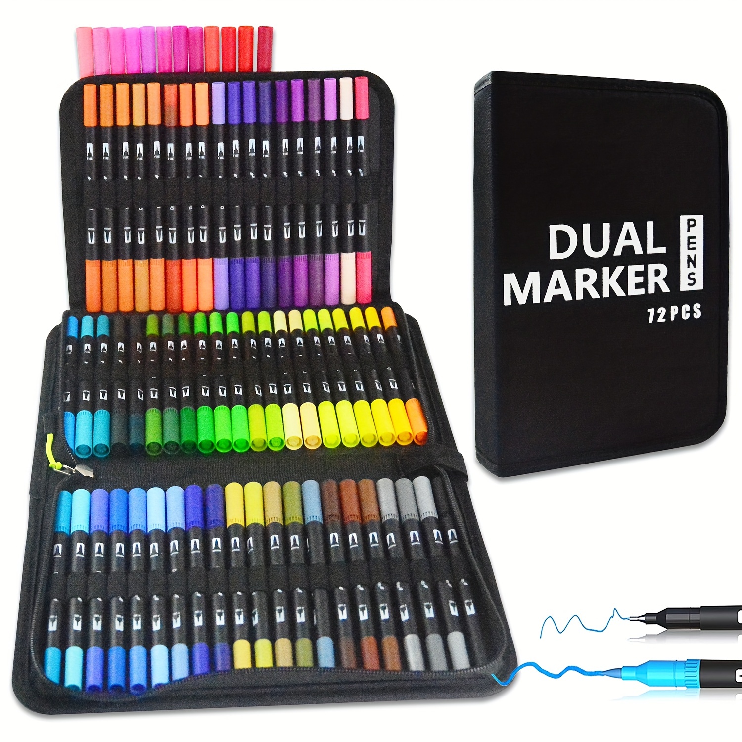 Coloring Markers Pens Set for Adult Coloring Book, 72 Colors Dual