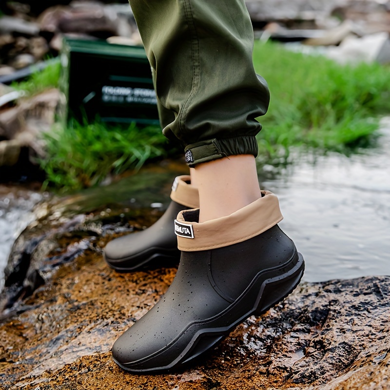 Mens Stylish Ankle Rain Boots Non Slip Wear Resistant Waterproof Rain Shoes  For Outdoor Working Fishing, Shop On Temu And start Saving