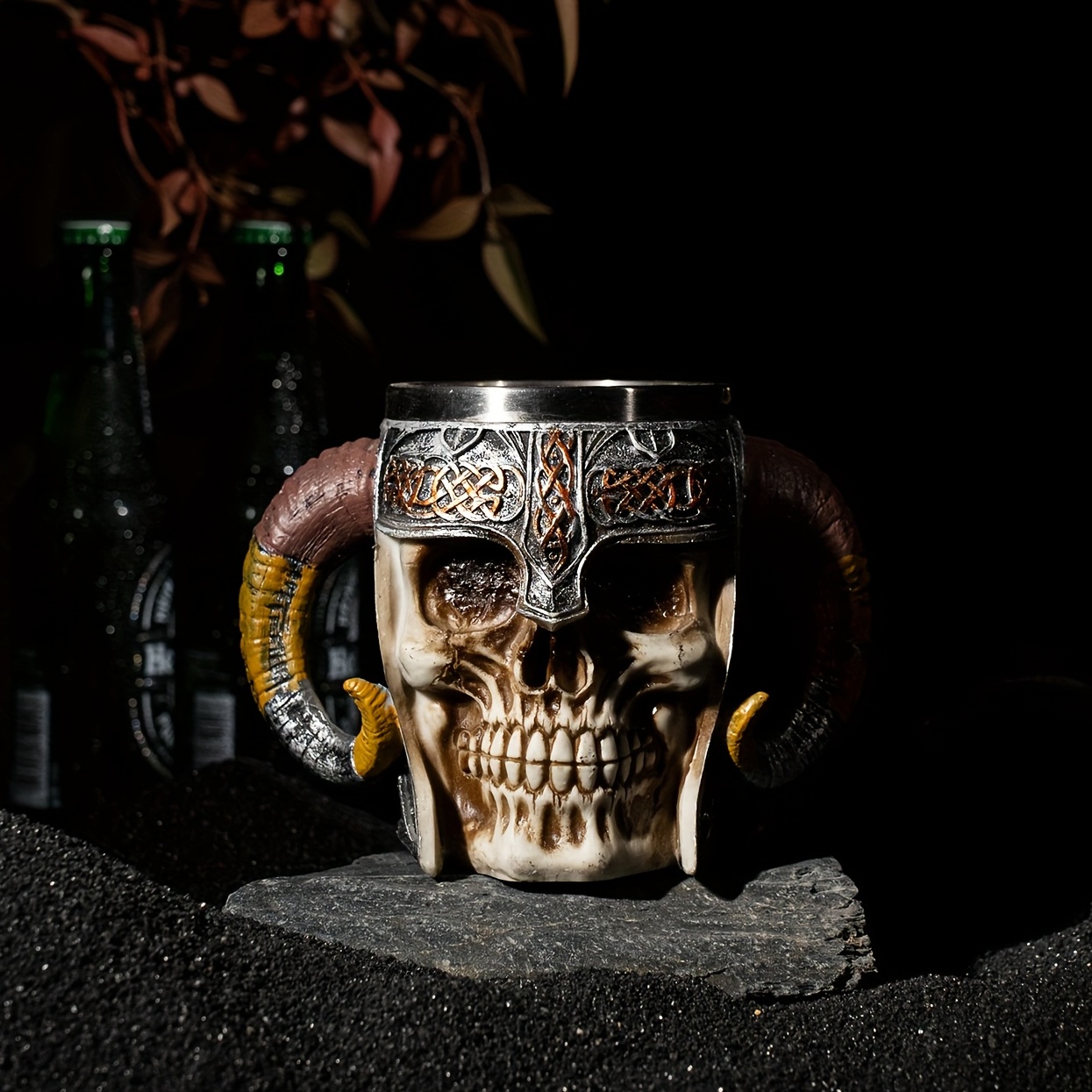 Stainless Steel 3D Drinking Cup Resin Skull Mug Beer Tea Cups Bar