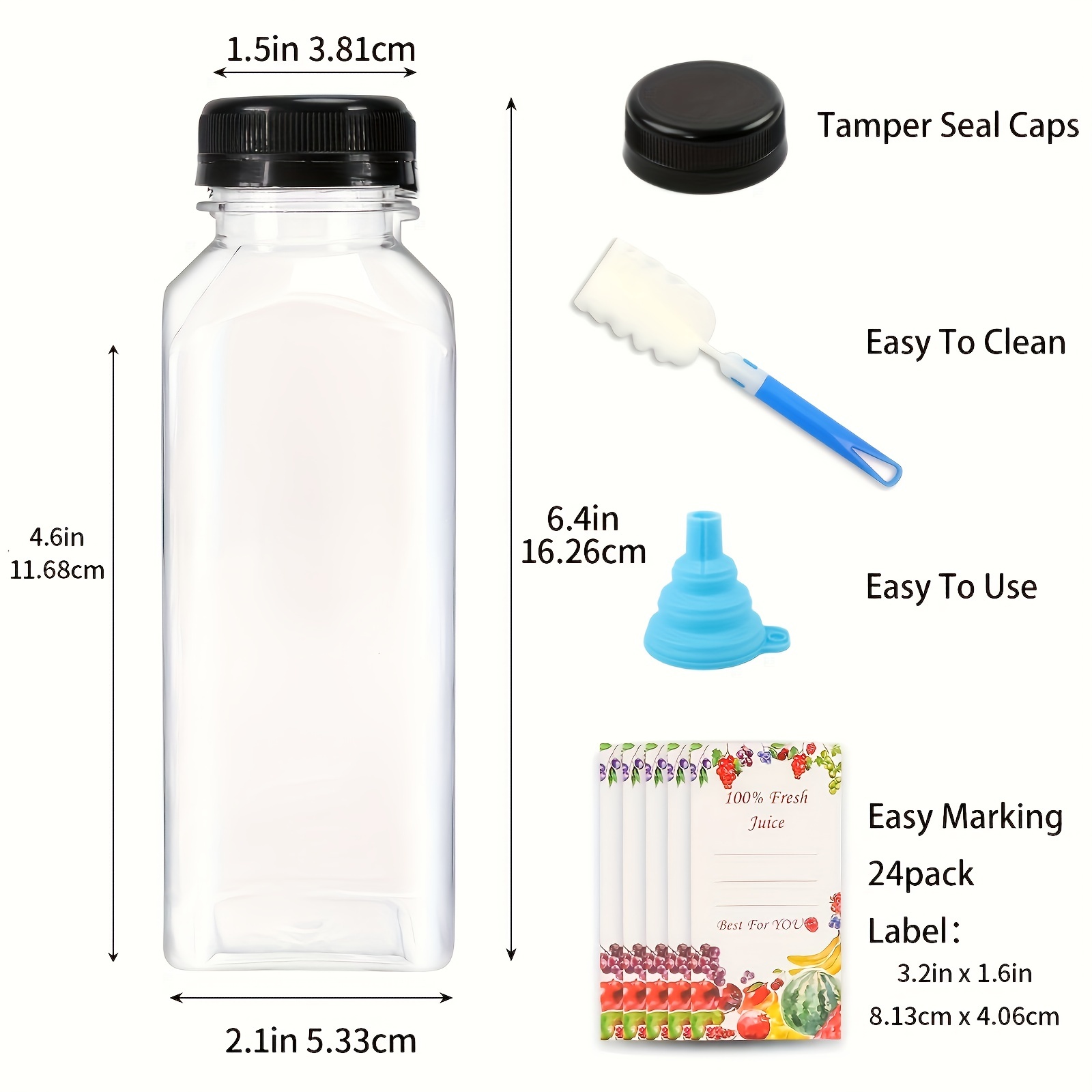 Paquete de 12 botellas pequeñas de leche de vidrio transparente con tapas,  botella de jugo de vidrio, reutilizable, tarro de leche pequeño, contenedor