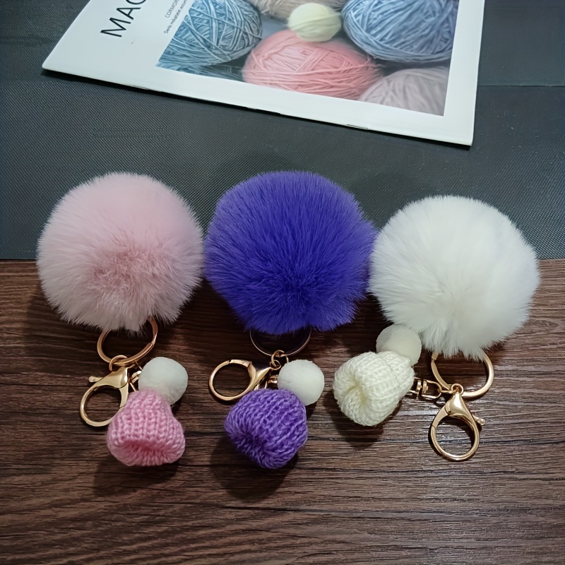 Luxury Real Mink Fur Little Mouse Charm Keychain Women Plush Cute