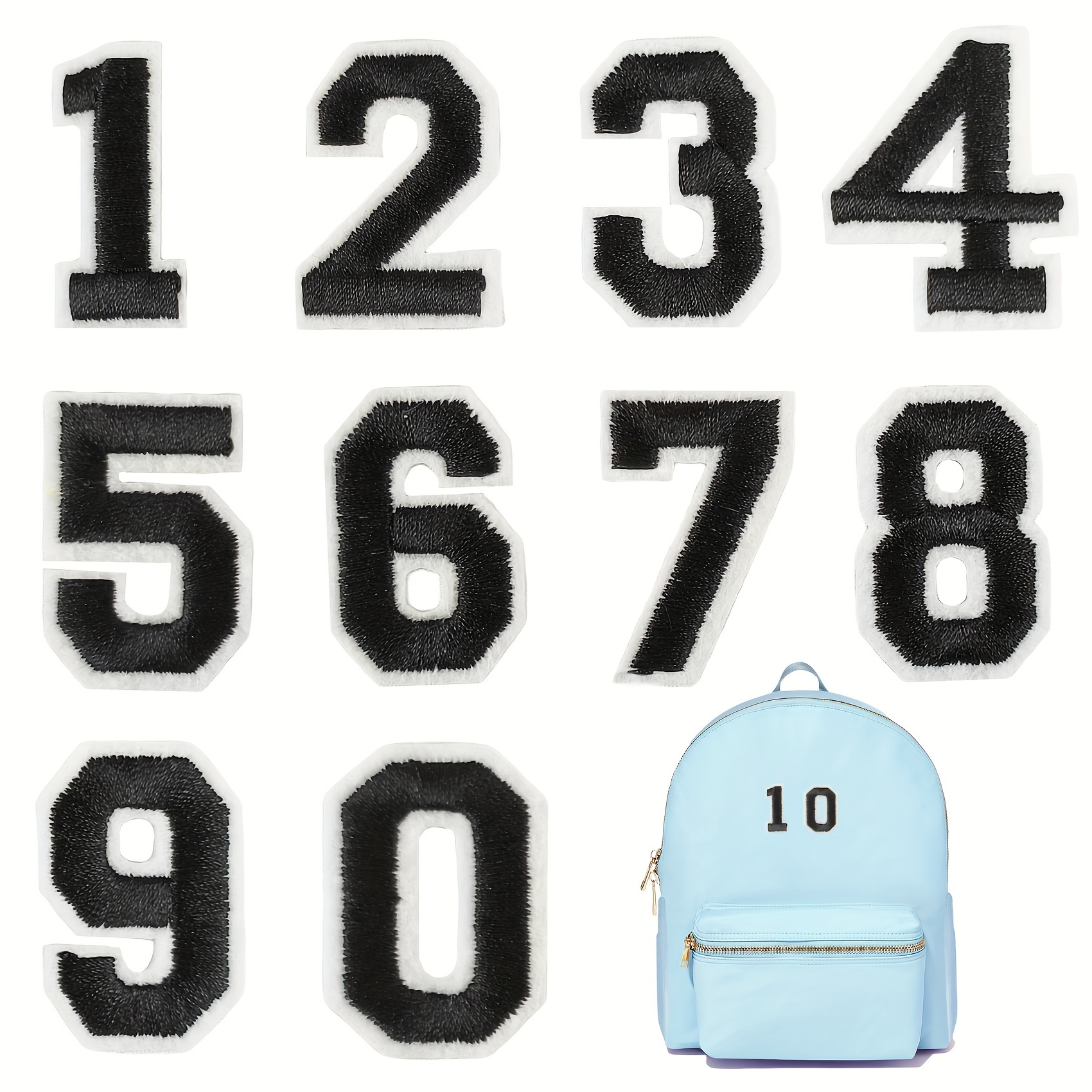 Parches termoadhesivos con el número 3, color azul real, 10 parches de  números bordados para reparación de ropa, azul, 3