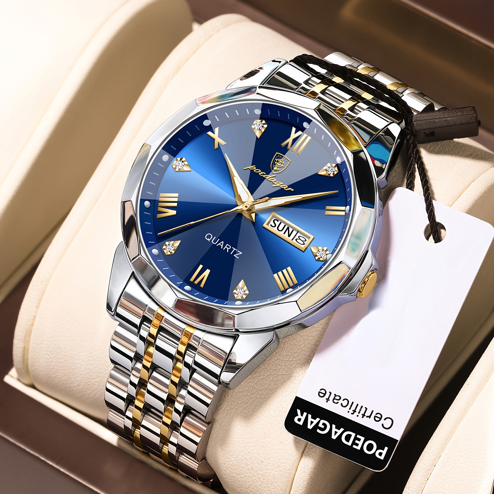 Fashion Men's Watches Stainless Steel Mesh Belt Black Quartz Chronograph  Watch Men Luxury Business Analog Wrist Watches Mens Clock Uhren Herren