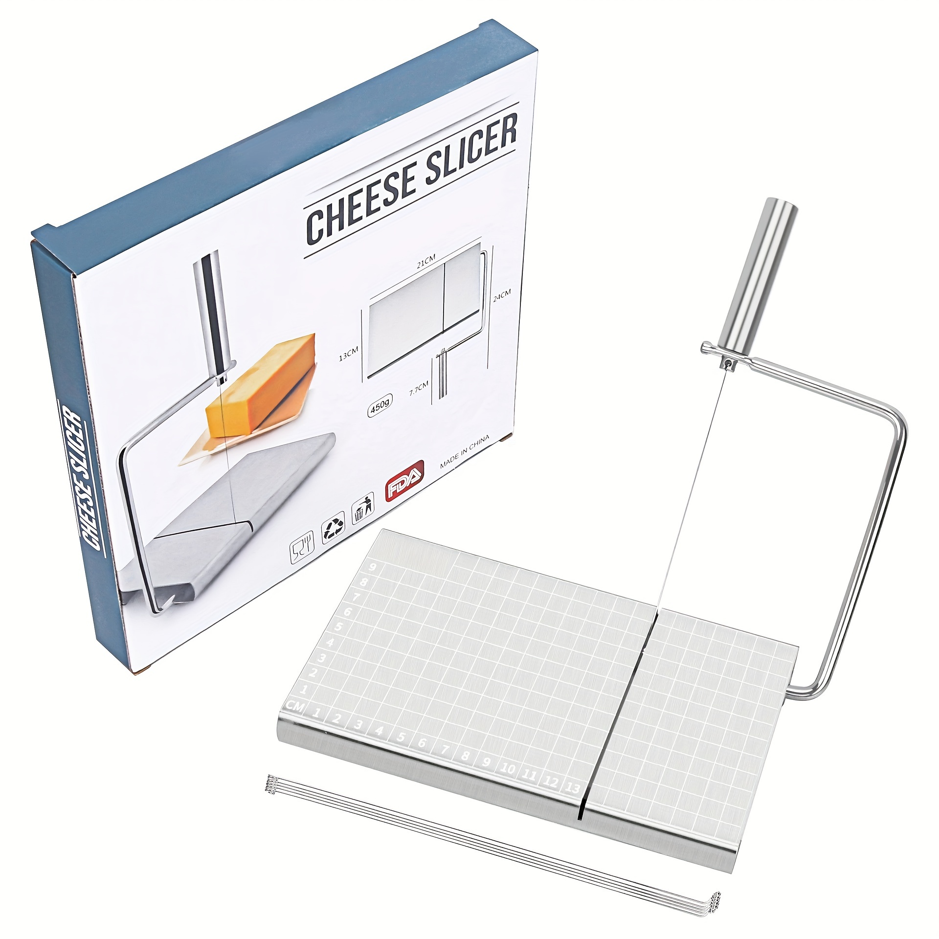 Graduated Stainless Steel Cheese Slicer With Plate Easy And - Temu