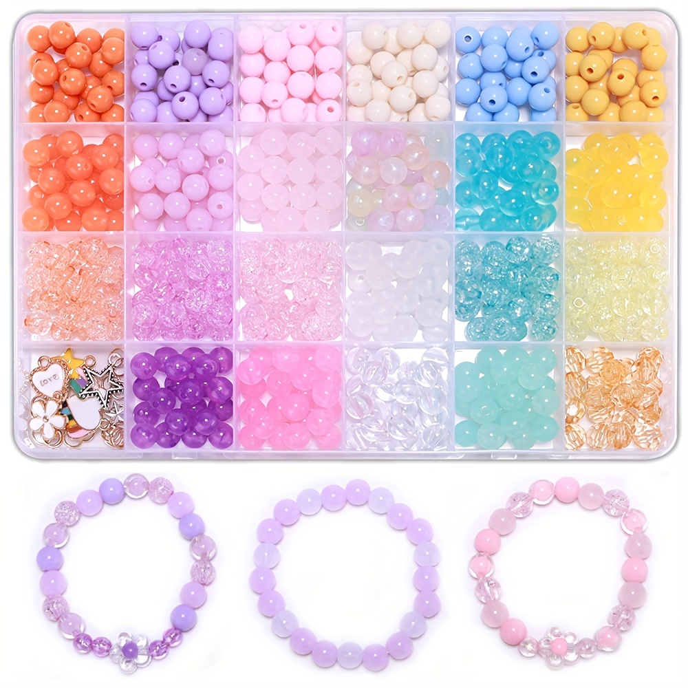1box Transparent Color Glass Beads Bracelet Making Kit with Evil Eyes,  Girls' Lovely Cute Bracelet Necklace Jewelry Making Kit, DIY Bulk Acrylic  Gradient Bubble Bead Jewelry, Birthday Gift