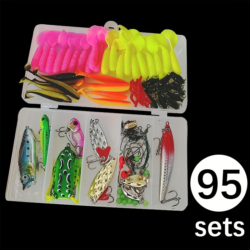 375pcs Fishing Lures for Freshwater, Fishing Tackle Box 2 Big Frogs  Grasshopper Lifelike Fish Baits Plastic Worms, Artificial Fishing Baits for  Bass Trout Salmon, Best Fishing Gifts for Men Kids yellow