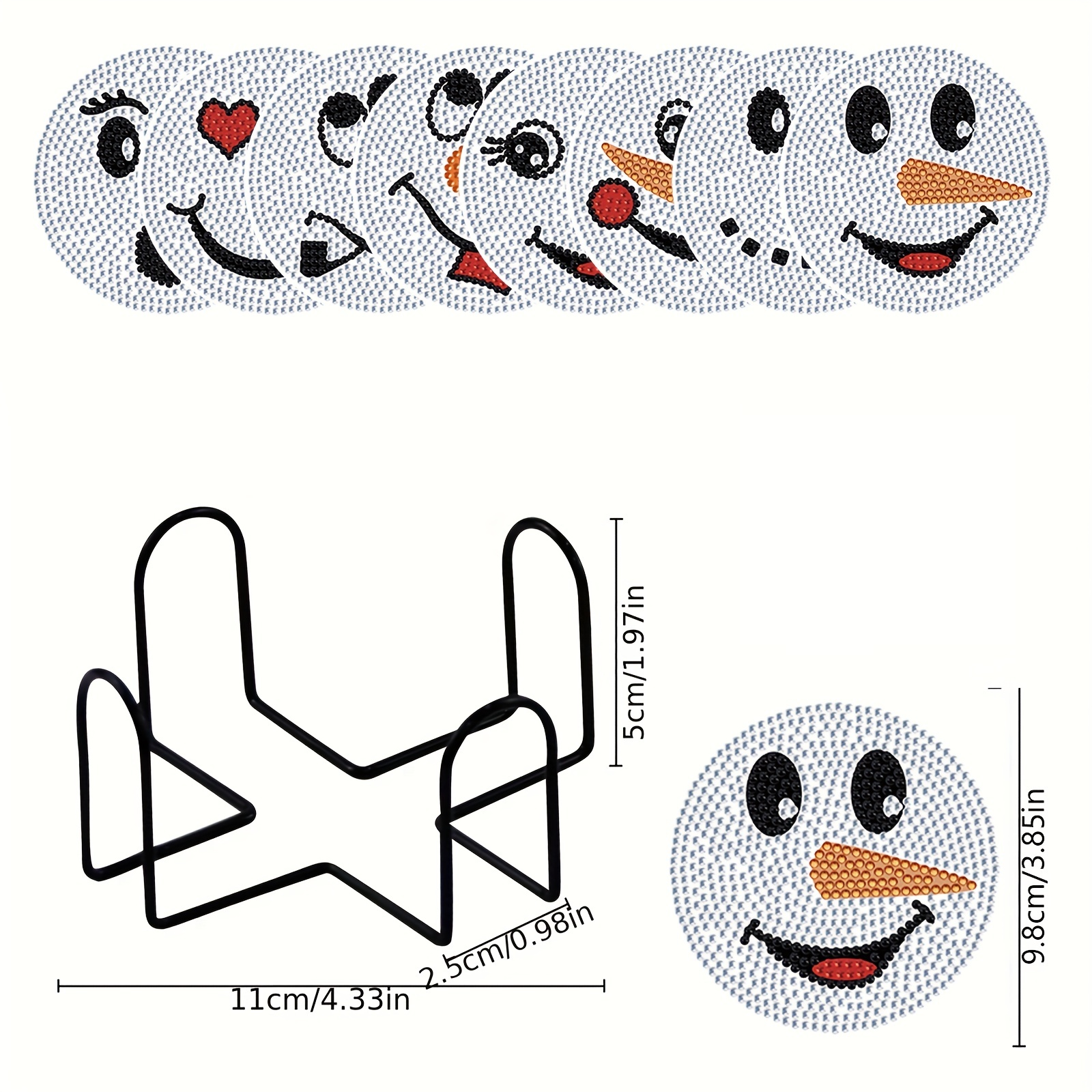 Snowman Face Diamond Art Coasters Kits With Holder Diy - Temu