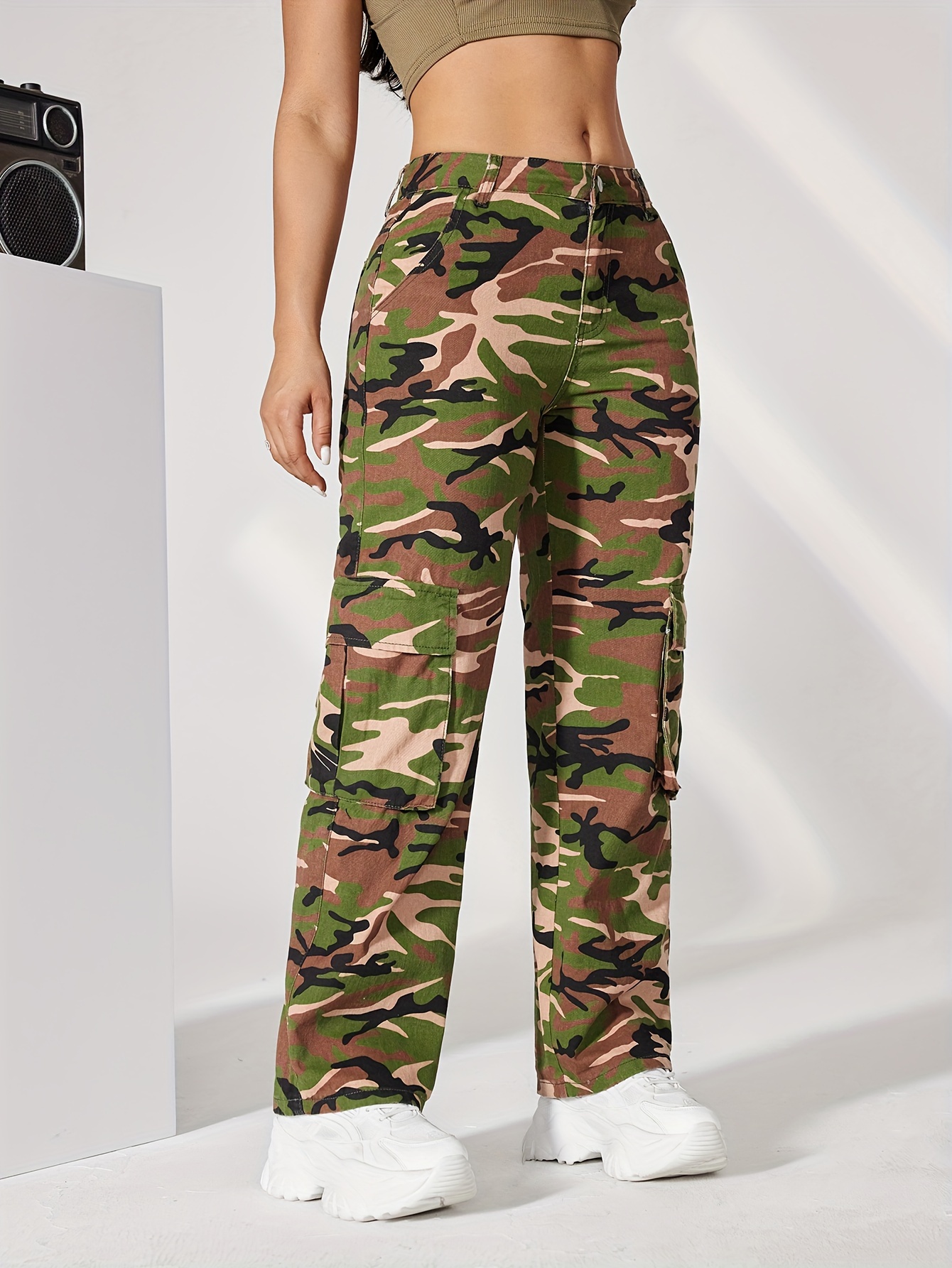  Women's Camo Cargo Pants High Waist Slim Fit Camouflage Jogger  Pants Sweatpants with Pockets : Clothing, Shoes & Jewelry