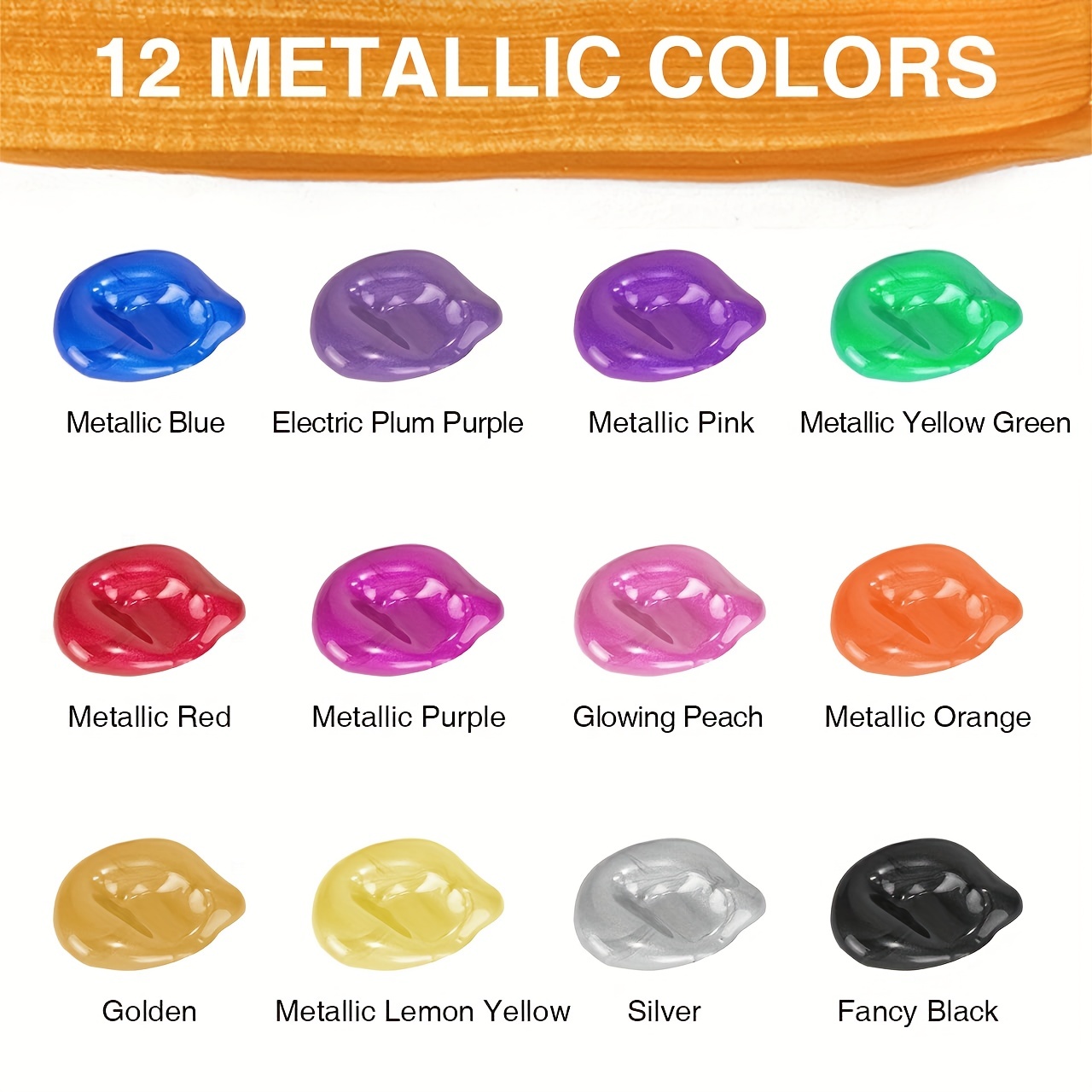 12 Kinds Of Metallic Acrylic Paint Set Including Metallic - Temu