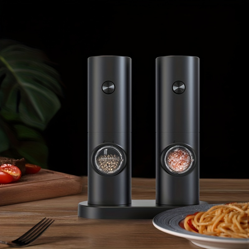 Electric Salt and Pepper Shakers Set - Electric Salt and Pepper Grinder Set  with Light - Battery Operated Salt and Pepper Mills with Stand - Refillable  Pepper G… [Video] [Video]