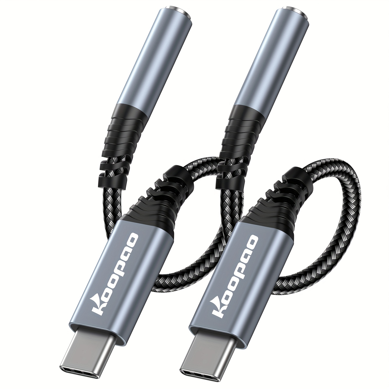 Adaptador USB tipo C a conector de auriculares hembra de 0.138 in,  adaptador USB C a 0.138 in, cable de nailon trenzado, adaptador DAC  compatible con