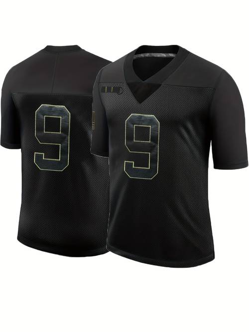 mens 9 embroidery american football jersey classic design breathable short sleeve rugby pullover for training competition sports uniform