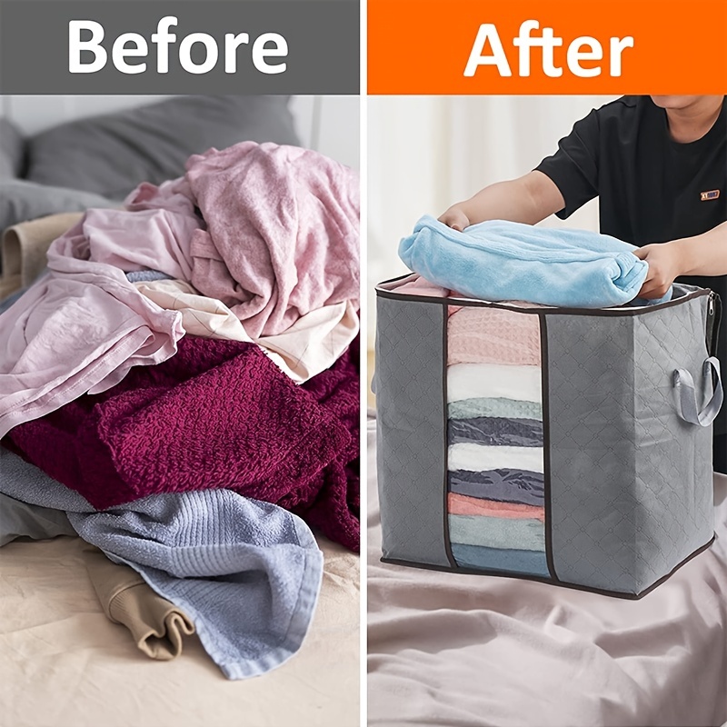 Durable Clothes Storage Bags With Handles Foldable Blanket - Temu
