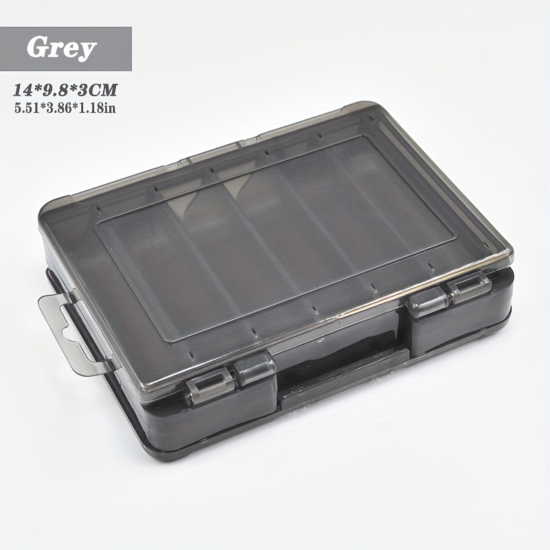 Two Sided Fishing Lure Storage Box Plastic Fish Tackle Container, Gray 