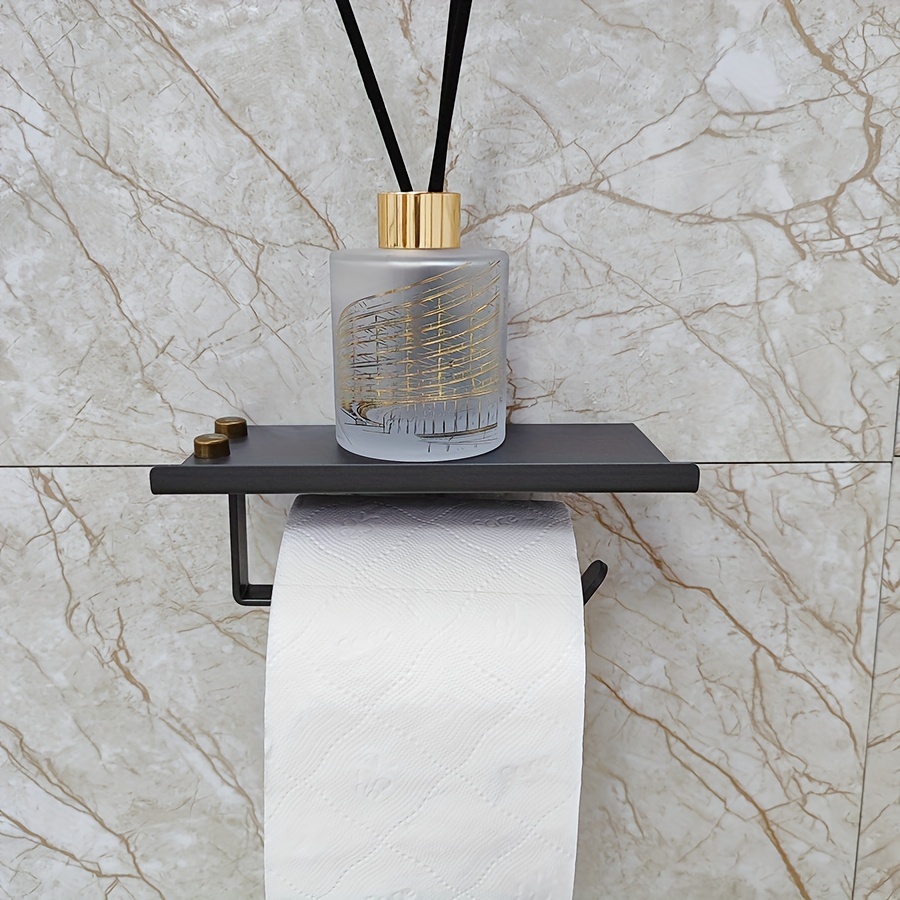 2 Style Wall Mounted Toilet Paper Roll Holder With Phone Storage