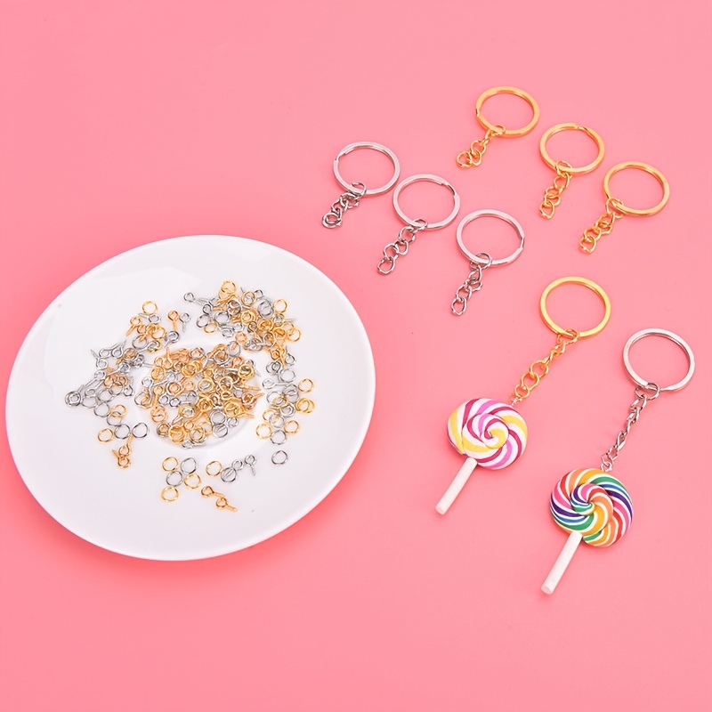 110pcs Jewelry Making Supplies Set Including Key Chains, Open Jump Rings,  Eye Pins, Epoxy Resin Key Chain Pendants Diy Accessories