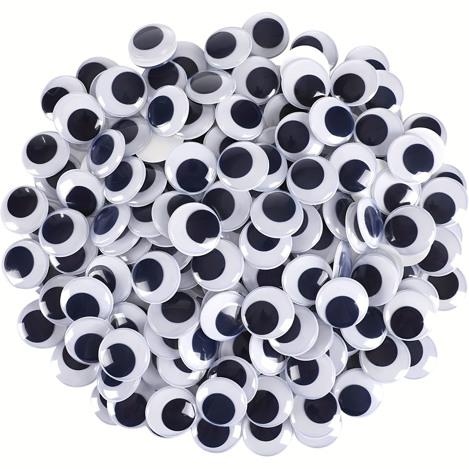 150Pcs 1 Inch Plastic Wiggle Googly Eyes Self-Adhesive Black round Sticker  Eyes