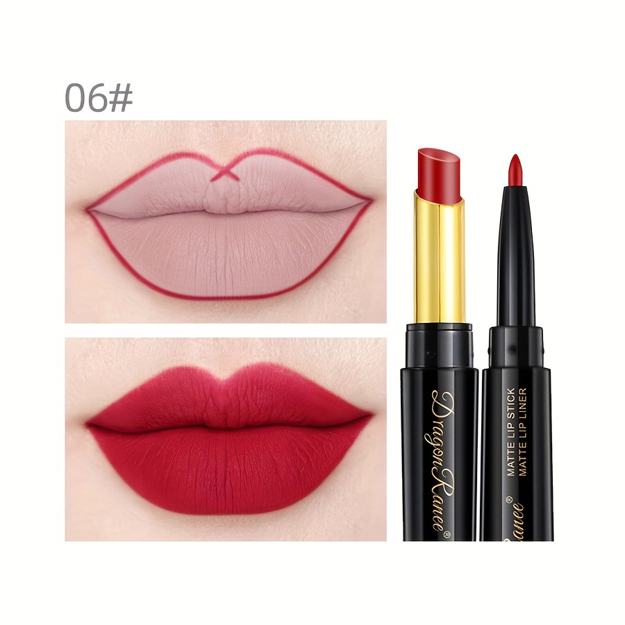 Double Headed Lip Pencil Lip Liner Non Stick Cup Long Lasting Wateproof