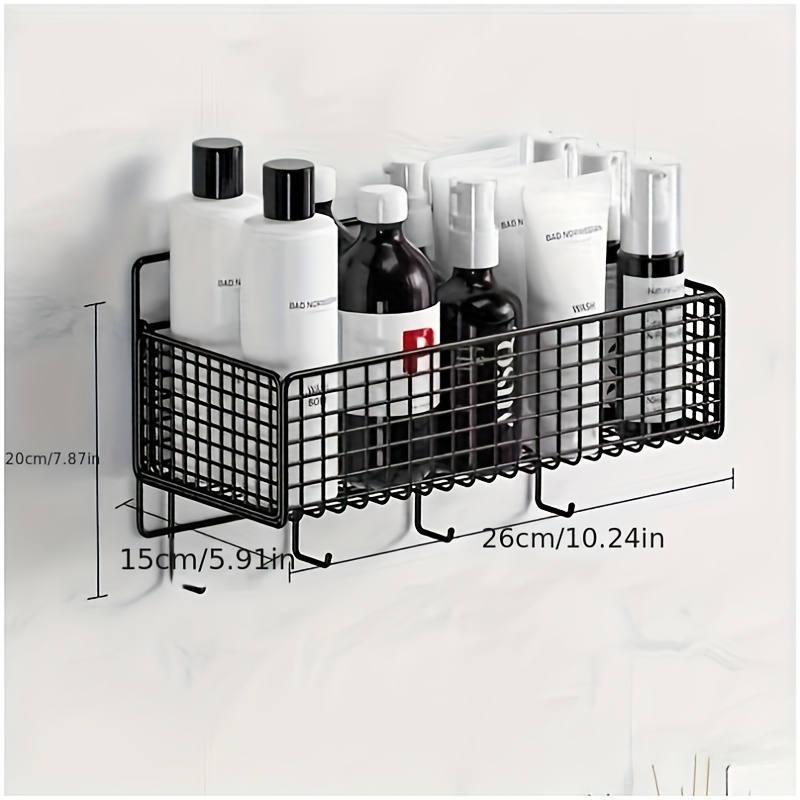 Wall-mounted Bathroom Storage Rack with Hooks