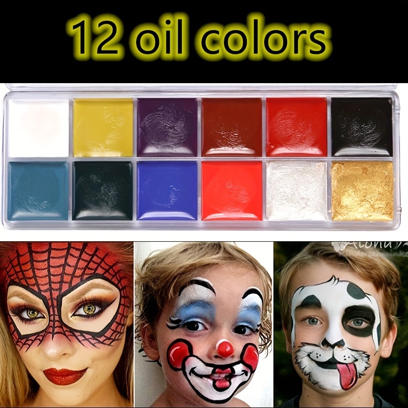 3Pcs Black White Red Face Body Paint,Halloween Face Paint Makeup Kit for  Adults Cosplay Parties Stage,Water Based Face Painting Costume Stage Zombie