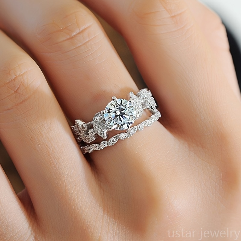 Alloy Wedding Engagement Ring Set