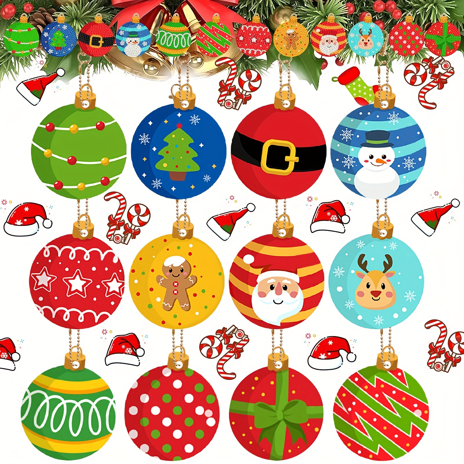 12pcs Christmas Light Ball Diamond Painting Keychains Kit DIY Cute  Christmas Light Ball Diamond Painting Keychains Christmas Light Ball  Diamond Painti