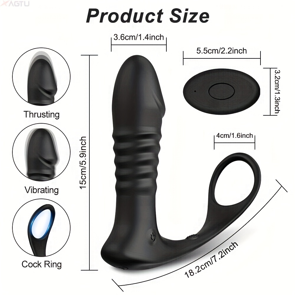 1pc Anal Plug Vibrator With Penis Ring 10 Kinds Of Vibration And Expansion Prostate Massager Vibrator Dildo Shape Silicone Male Sex Toys For Men And