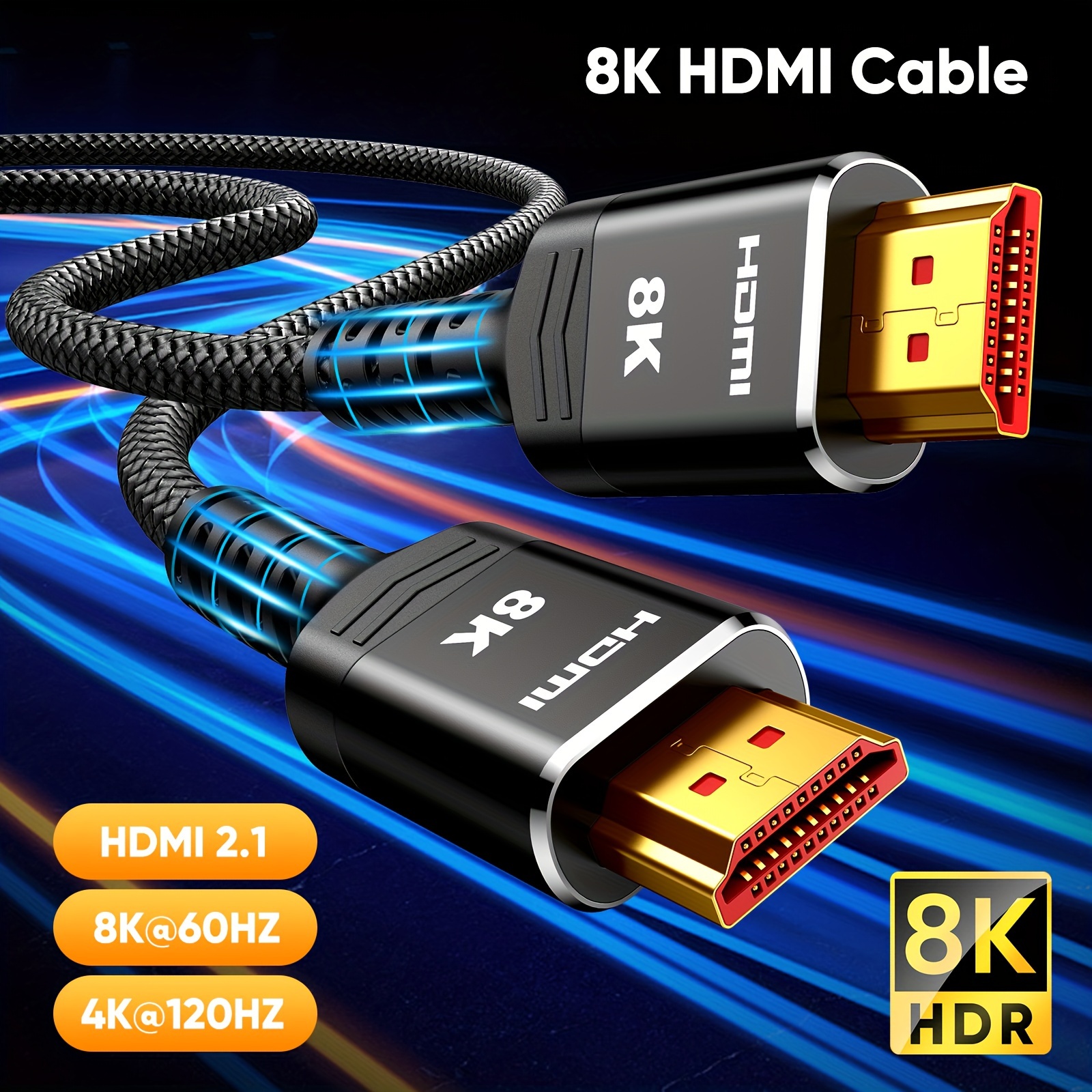 8K HDMI CABLE - HDMI 2.1 8K@60HZ, 4K@120HZ (High Speed 48Gbps)