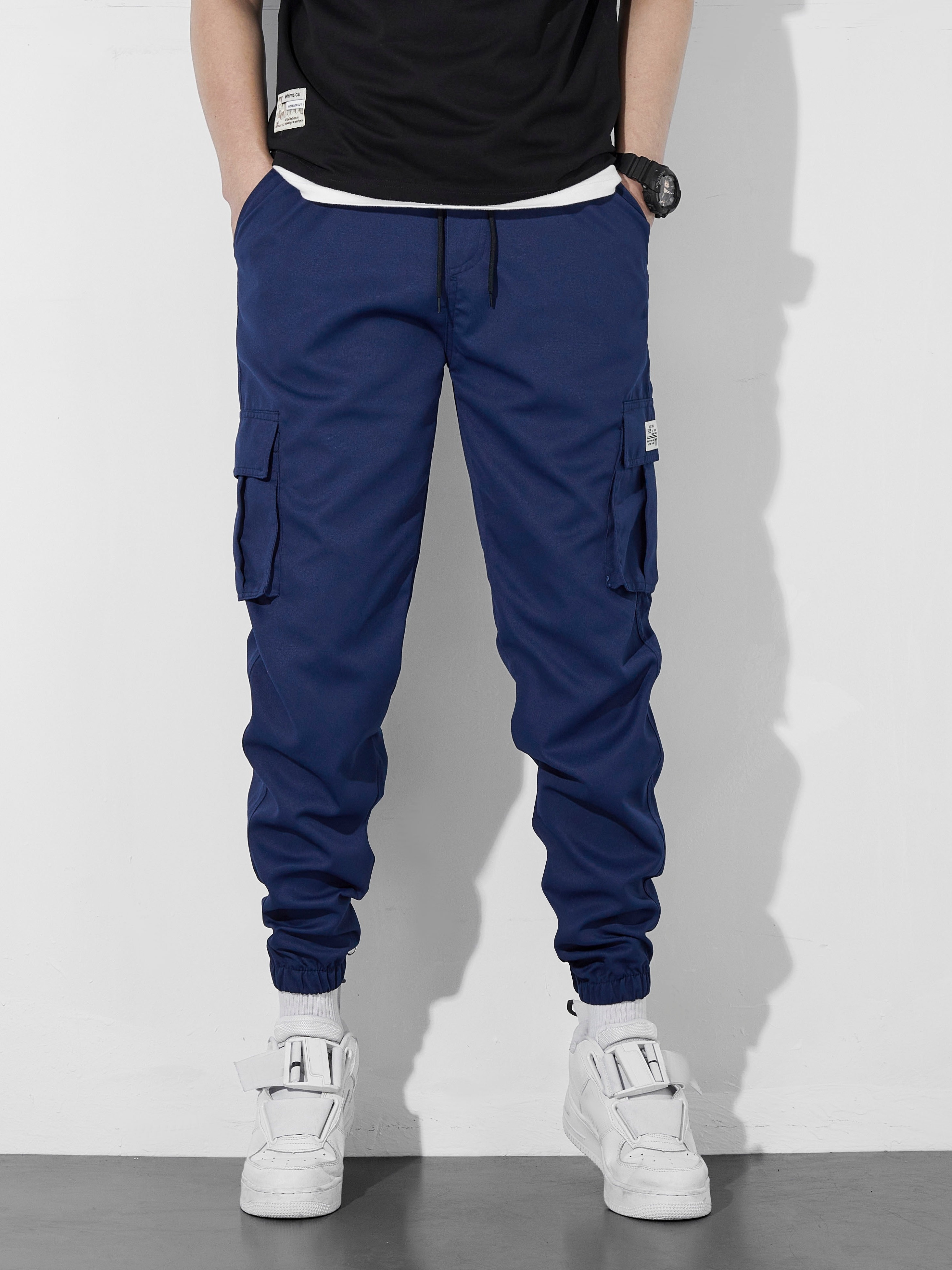 Navy blue best sale cargo joggers mens