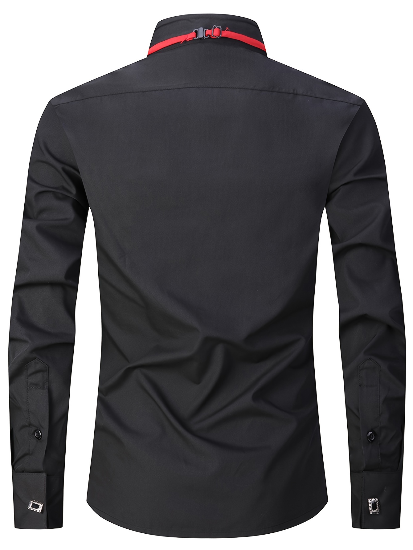 Men's Solid Color Dress Shirt with Swallow Collar & Bow Ties