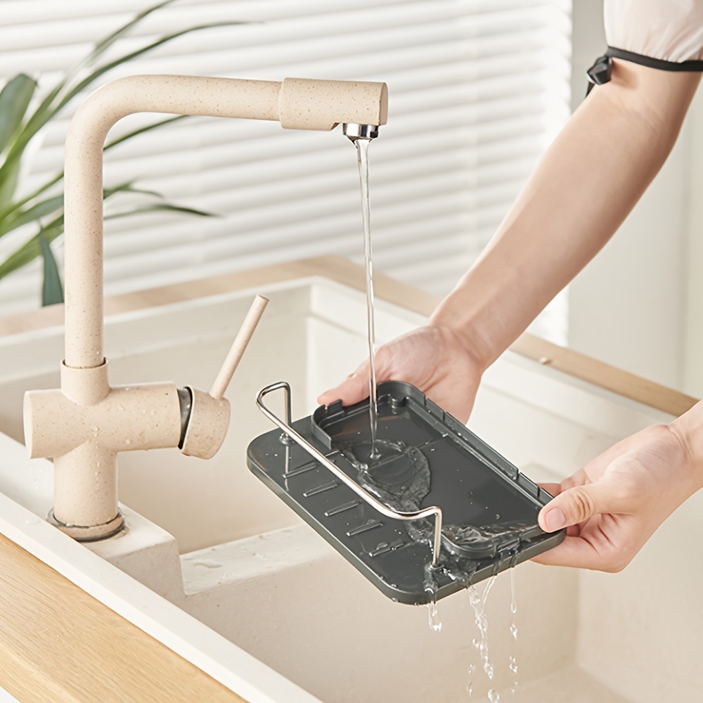 Dish Soap Dispenser For Kitchen Sink, 3-in-1 Sponge Holder For