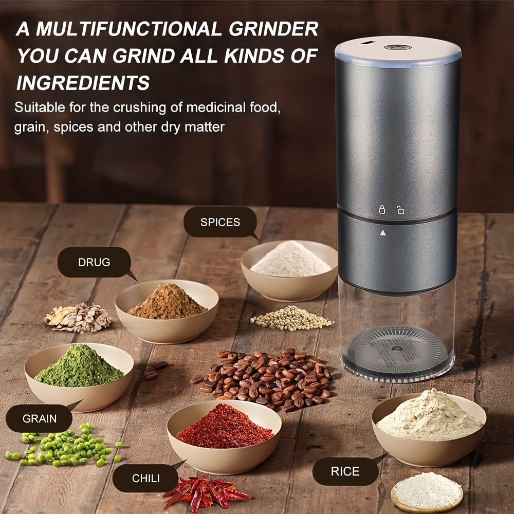 Electric Coffee Grinder, Portable Automatic Burr Coffee Grinder With Clean  Brush, Usb Rechargeable One Touch Coffee Bean Grinder, Multi-function Small