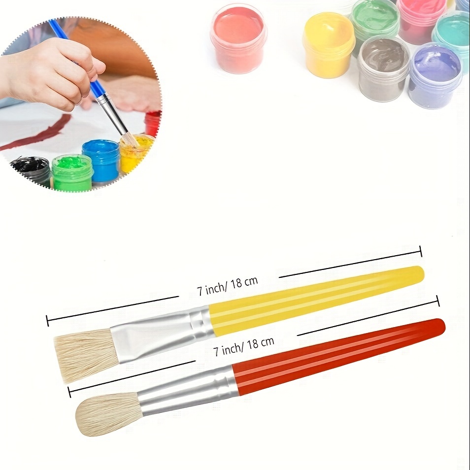 Kids Paint Brushes, 16 Pcs Easy to Clean Paint Brushes for Kids, Large Toddler Chubby Paint Brushes, Round and Flat Preschool Paint Brushes for