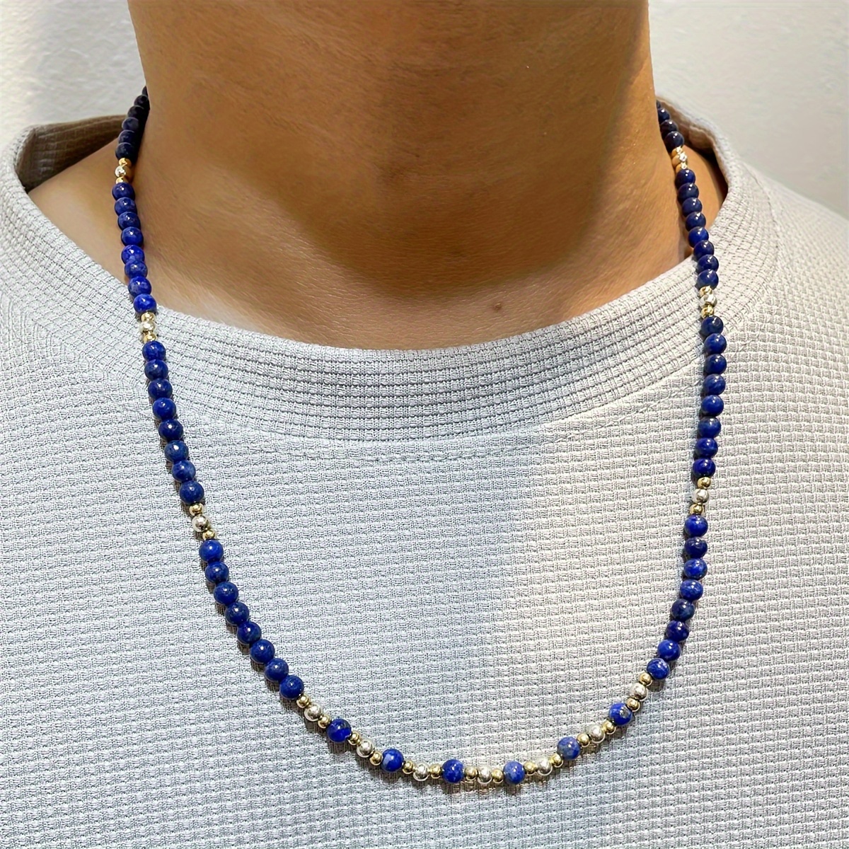 Mens lapis hot sale lazuli necklace