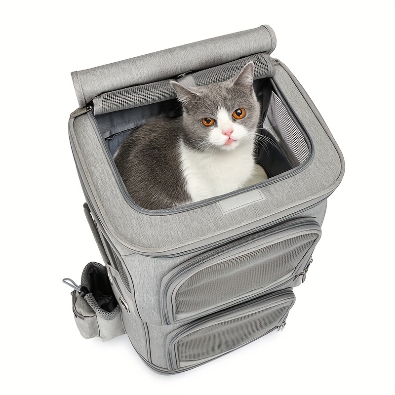 Portable Pet Bag Double Deck Foldable Airline Bag For Two Pets,  Double-compartment Pet Carrier Backpack For Small Cats And Dogs, Cat Travel  Carrier For 2 Cats, Perfect For Traveling/hiking/camping - Temu