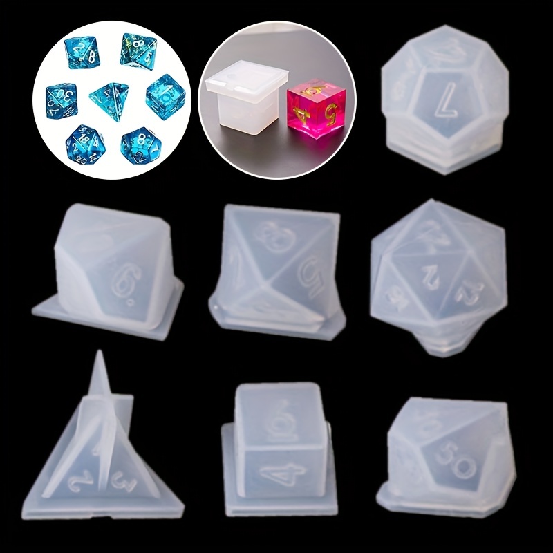 7Pcs Dice Digital Mold Silicone Epoxy Mould Triangle Multi-Square Shape  Game DIY