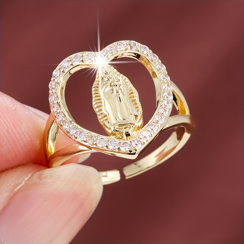 Anillo de trébol de cuatro hojas de la suerte para mujer, anillo de corazón  giratorio, anillo ajustable abierto, joyería romántica para niña, moda