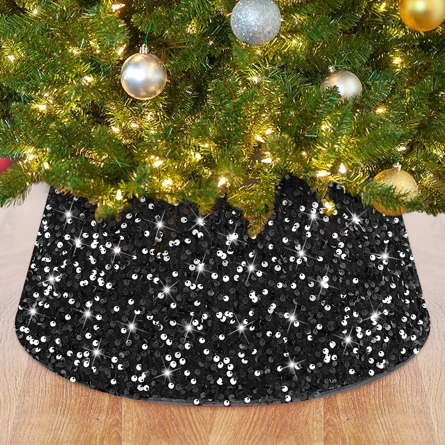 Black sequin cheap tree skirt